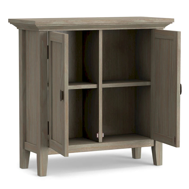 WYNDENHALL Mansfield SOLID WOOD 32 inch Wide Transitional Low Storage Cabinet - 32w x 14d x 31h