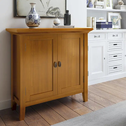 WYNDENHALL Mansfield SOLID WOOD 32 inch Wide Transitional Low Storage Cabinet - 32w x 14d x 31h