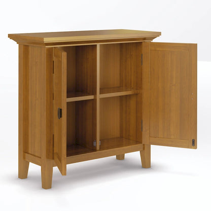 WYNDENHALL Mansfield SOLID WOOD 32 inch Wide Transitional Low Storage Cabinet - 32w x 14d x 31h