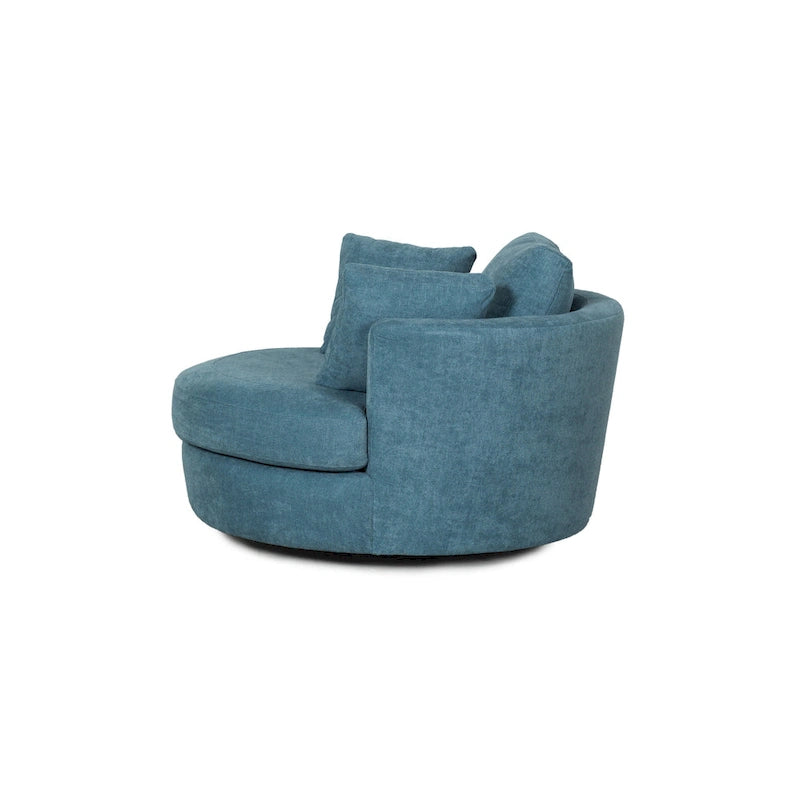 54 Wide Elegant Round Swivel Barrel Chair, Chair and a Half