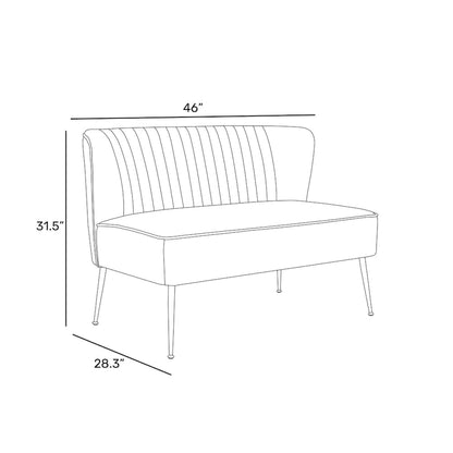 Farrah Upholstered Velvet Polyester 46 Wide Loveseat - Armless/ Scalloped Back