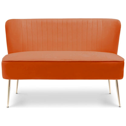 Farrah Upholstered Velvet Polyester 46 Wide Loveseat - Armless/ Scalloped Back
