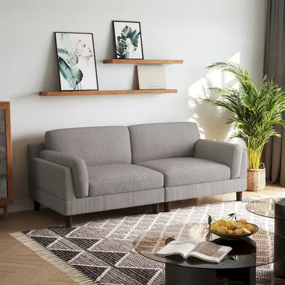 Modern 90 inch Sofa Comfy Corduroy Deep Seats Sofa