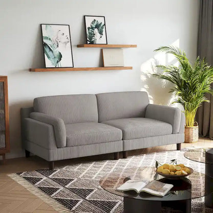 Modern 90 inch Sofa Comfy Corduroy Deep Seats Sofa