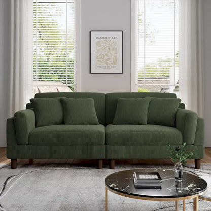 Modern 90 inch Sofa Comfy Corduroy Deep Seats Sofa