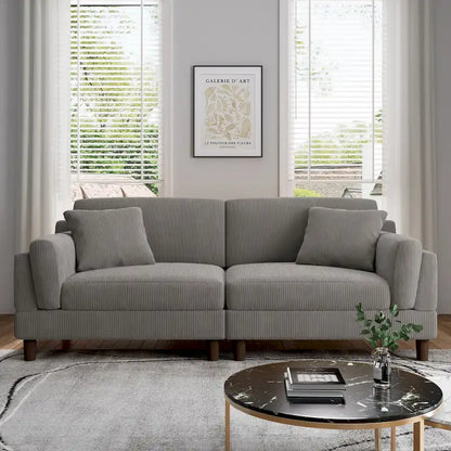 Modern 90 inch Sofa Comfy Corduroy Deep Seats Sofa