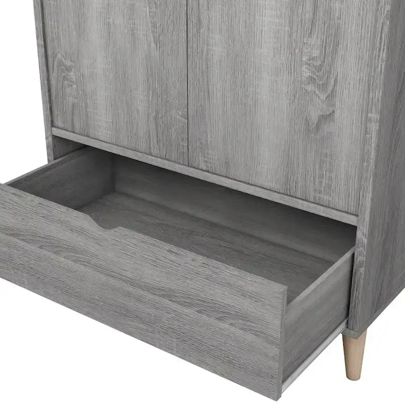 DH BASIC Minimalist Mid-Century Modern Distressed Grey 1-Drawer Wardrobe Armoire by Denhour