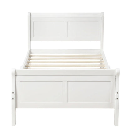 Wooden Slat Support Wood Platform Bed with Headboard