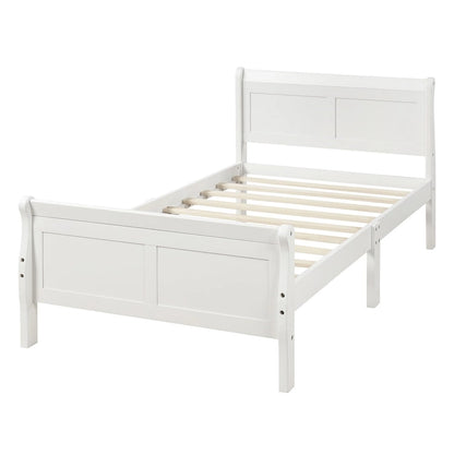 Wooden Slat Support Wood Platform Bed with Headboard