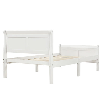 Wooden Slat Support Wood Platform Bed with Headboard