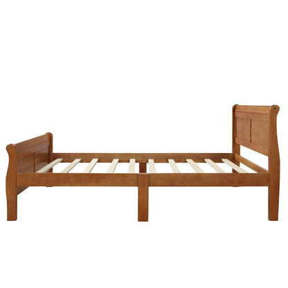 Wooden Slat Support Wood Platform Bed with Headboard