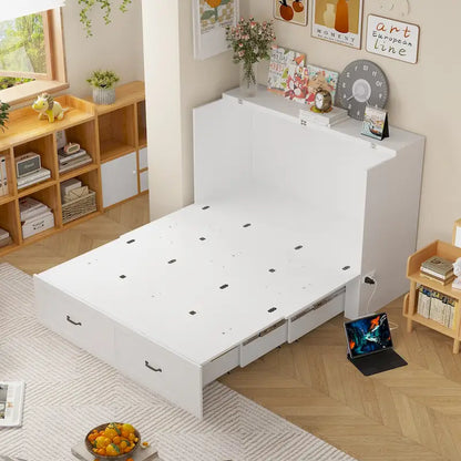 Dresser Full Murphy Bed White For Party Room Home Office Space Saving