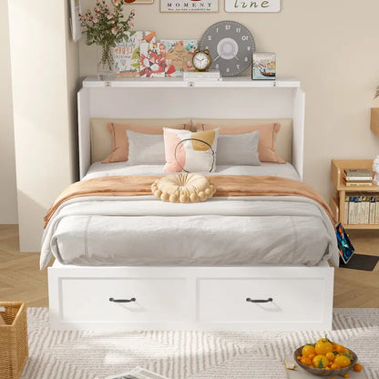 Dresser Full Murphy Bed White For Party Room Home Office Space Saving