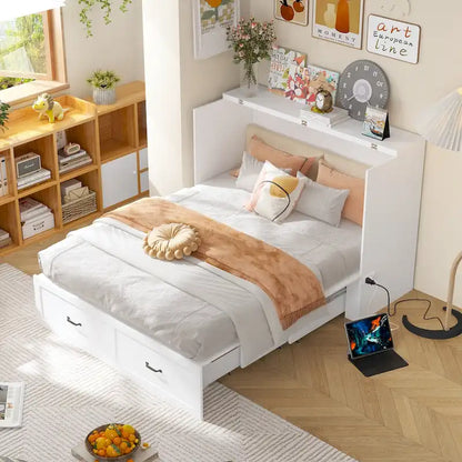 Dresser Full Murphy Bed White For Party Room Home Office Space Saving