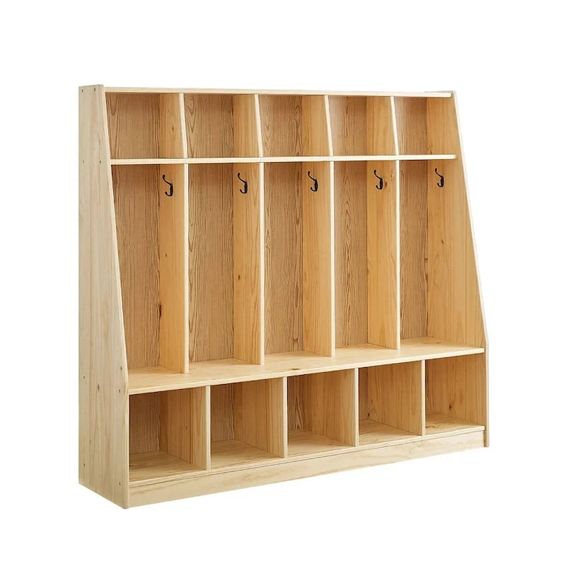 MUSHOMEINC 5-Section Classroom Coat Locker & Backpack Hanger, Daycare Cubby Coat Rack, Cubicle Coat Hanger, Mudroom Furniture