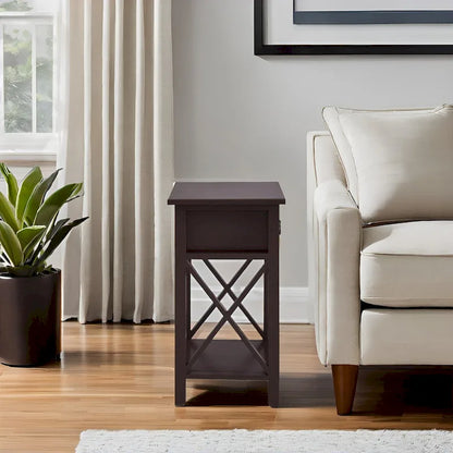 Wooden Nightstand Bedside Table with Drawer - Small Bedroom End Table for Bedrooms