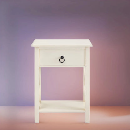 Wooden Nightstand Bedside Table with Drawer - Small Bedroom End Table for Bedrooms