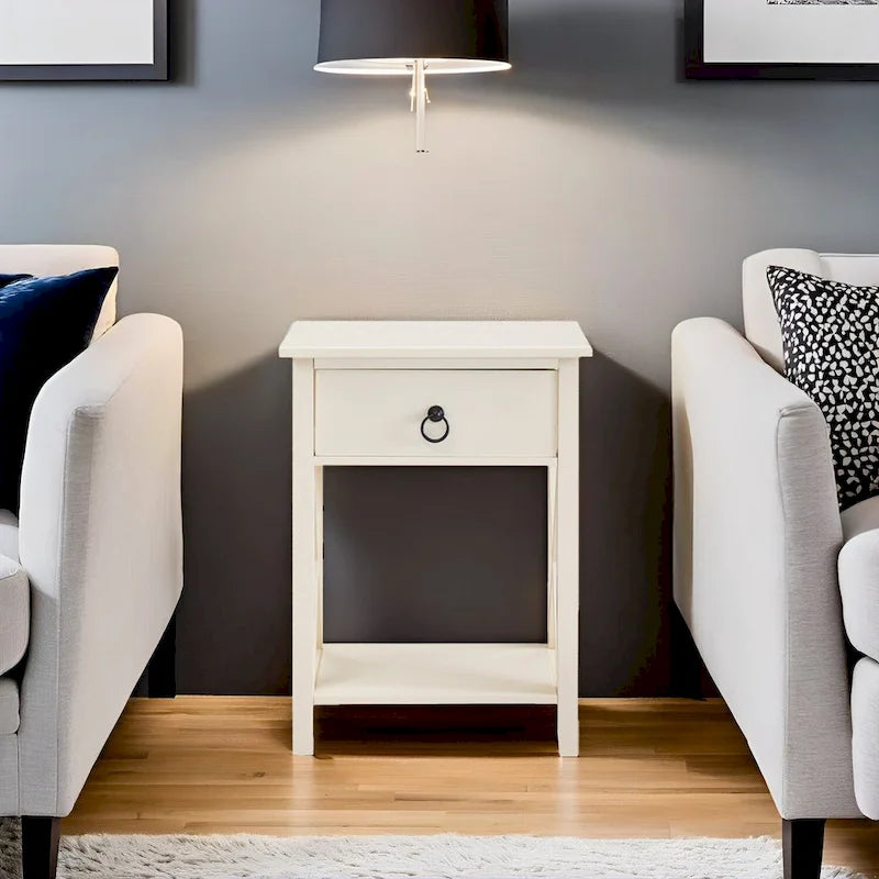 Wooden Nightstand Bedside Table with Drawer - Small Bedroom End Table for Bedrooms