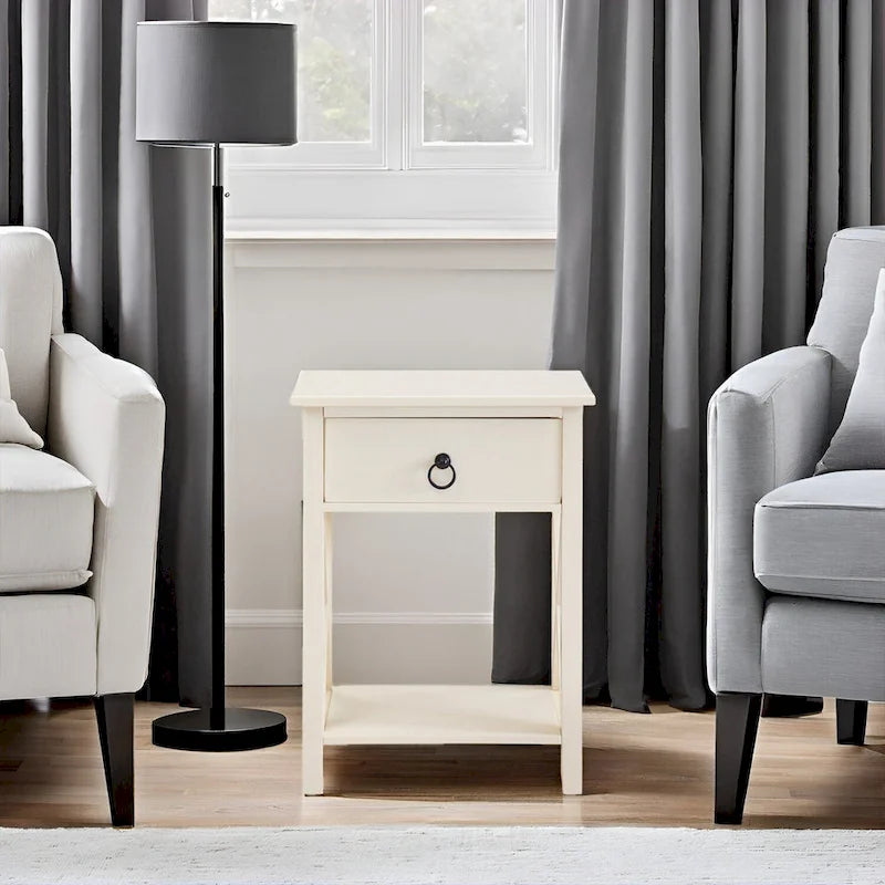 Wooden Nightstand Bedside Table with Drawer - Small Bedroom End Table for Bedrooms