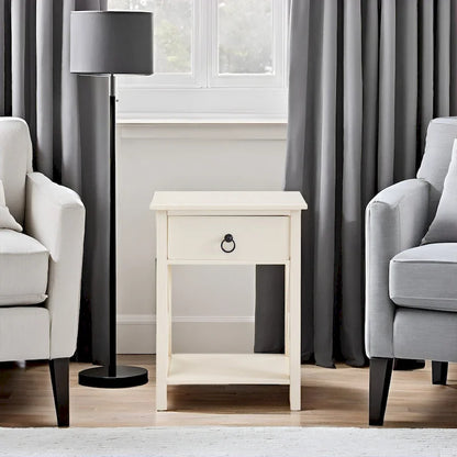 Wooden Nightstand Bedside Table with Drawer - Small Bedroom End Table for Bedrooms