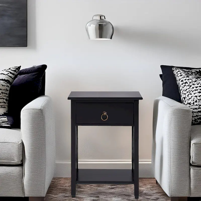 Wooden Nightstand Bedside Table with Drawer - Small Bedroom End Table for Bedrooms