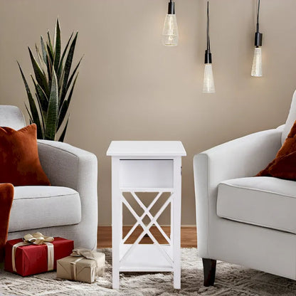 Wooden Nightstand Bedside Table with Drawer - Small Bedroom End Table for Bedrooms