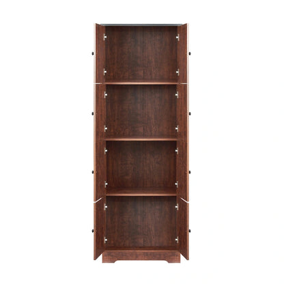 Tall Storage Cabinet with 8 Doors and 4 Shelves, Wall Storage Cabinet for Living Room, Kitchen, Office, Bedroom, Bathroom