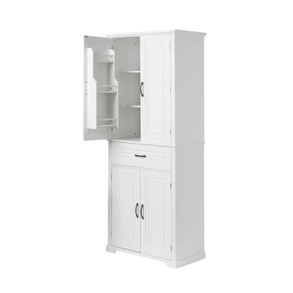 Bathroom Floor Cabinet, Freestanding Storage Cabinet with Doors and Drawer, Kitchen Cupboard with Adjustable Shelf