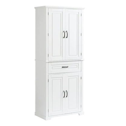 Bathroom Floor Cabinet, Freestanding Storage Cabinet with Doors and Drawer, Kitchen Cupboard with Adjustable Shelf