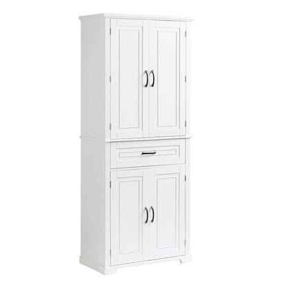 Bathroom Floor Cabinet, Freestanding Storage Cabinet with Doors and Drawer, Kitchen Cupboard with Adjustable Shelf