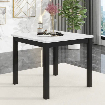 5-piece Counter Height Dining Table Set with One Faux Marble Top Dining Table and Four Velvet-Upholstered Chairs,Grey