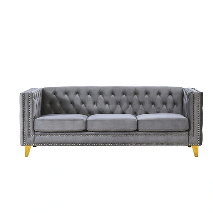 {Contact us for 3D modeling} Velvet Sofa for Living Room,Buttons Tufted Square Arm Couch, Modern Couch Upholstered Button and Me