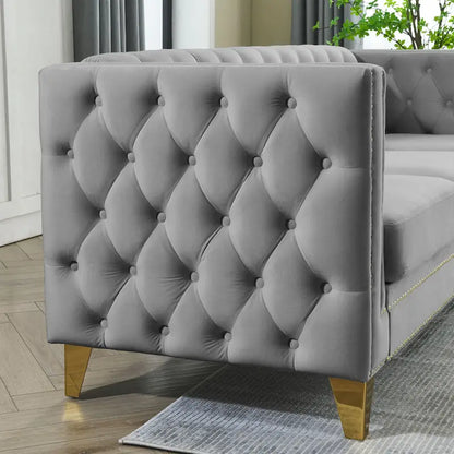 {Contact us for 3D modeling} Velvet Sofa for Living Room,Buttons Tufted Square Arm Couch, Modern Couch Upholstered Button and Me