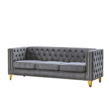 {Contact us for 3D modeling} Velvet Sofa for Living Room,Buttons Tufted Square Arm Couch, Modern Couch Upholstered Button and Me