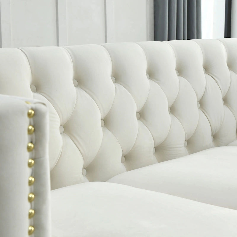 {Contact us for 3D modeling} Velvet Sofa for Living Room,Buttons Tufted Square Arm Couch, Modern Couch Upholstered Button and Me