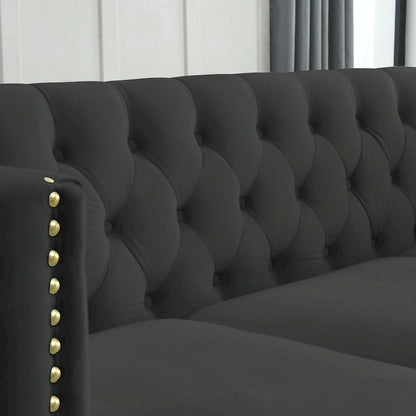 {Contact us for 3D modeling} Velvet Sofa for Living Room,Buttons Tufted Square Arm Couch, Modern Couch Upholstered Button and Me