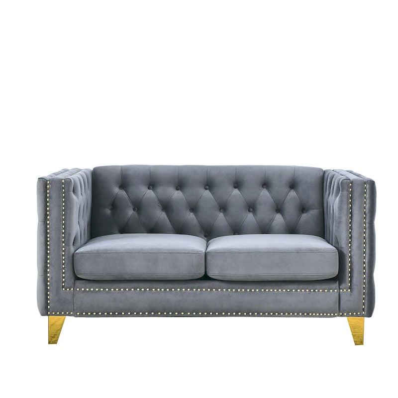 {Contact us for 3D modeling} Velvet Sofa for Living Room,Buttons Tufted Square Arm Couch, Modern Couch Upholstered Button and Me