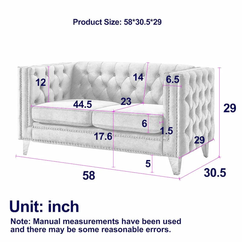 {Contact us for 3D modeling} Velvet Sofa for Living Room,Buttons Tufted Square Arm Couch, Modern Couch Upholstered Button and Me
