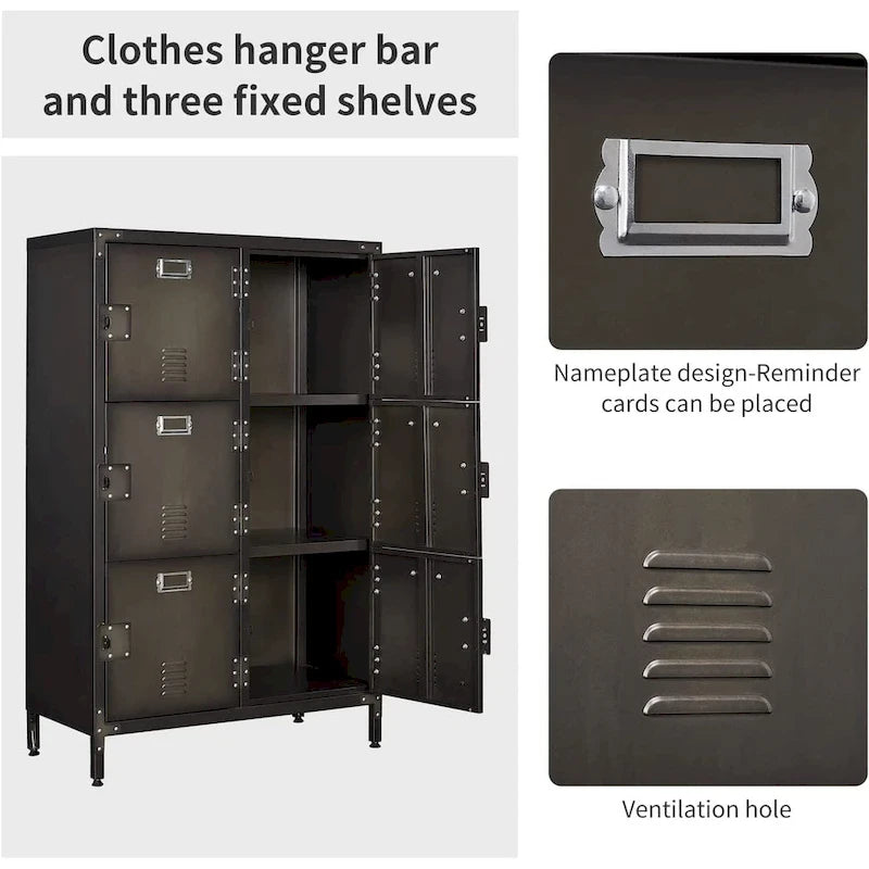6 Doors Metal Locker Storage Cabinet