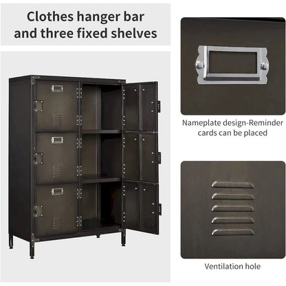 6 Doors Metal Locker Storage Cabinet