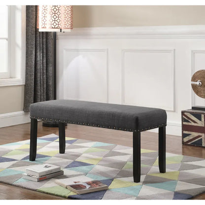 Roundhill Furniture Biony Fabric Dining Bench with Nailhead Trim