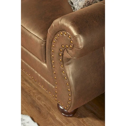 Roundhill Furniture Leinster Fabric Arm Chair and Ottoman in Jetson Ginger