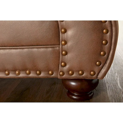 Roundhill Furniture Leinster Fabric Arm Chair and Ottoman in Jetson Ginger
