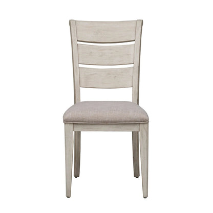 Farmhouse Reimagined Antique White Ladder Back Upholstered Side Chair (Set of 2)