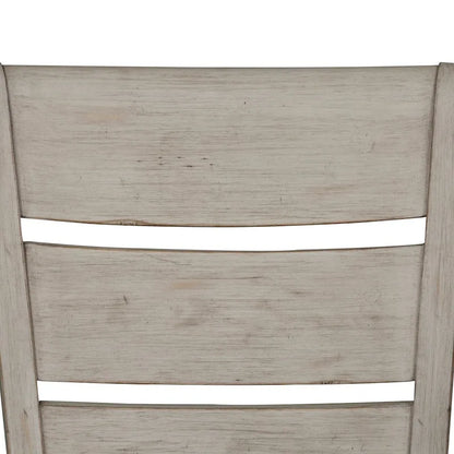 Farmhouse Reimagined Antique White Ladder Back Upholstered Side Chair (Set of 2)