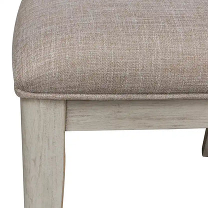 Farmhouse Reimagined Antique White Ladder Back Upholstered Side Chair (Set of 2)