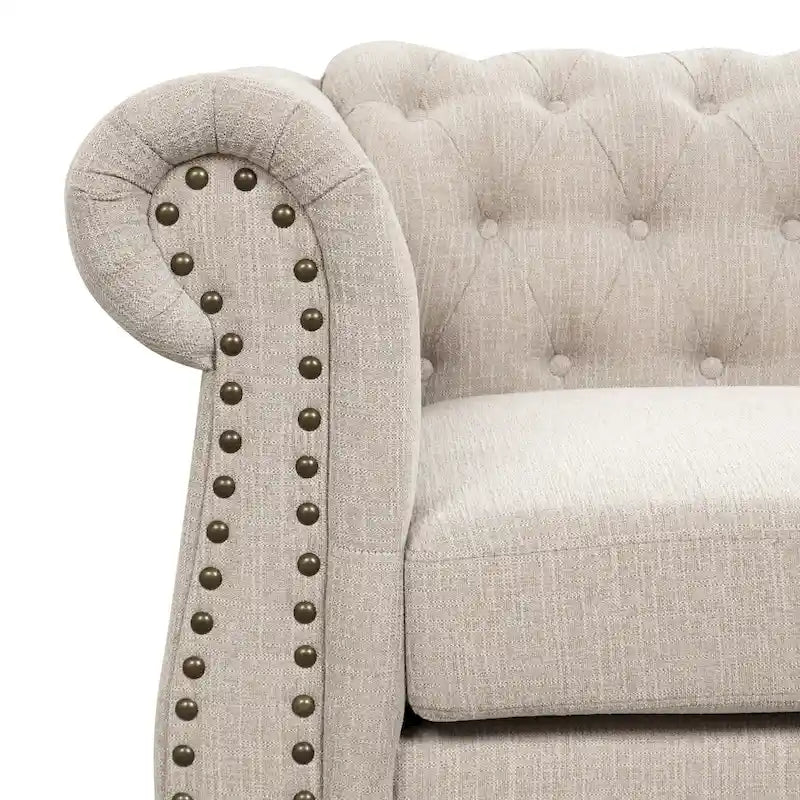 Morden Fort Chair, Loveseat 2-pcs Set Tufted Upholstered Chesterfield Furniture Set