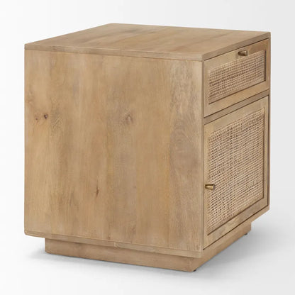 Grier Light Brown Wood w/ Cane Accent Table