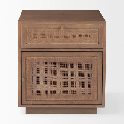 Grier Light Brown Wood w/ Cane Accent Table