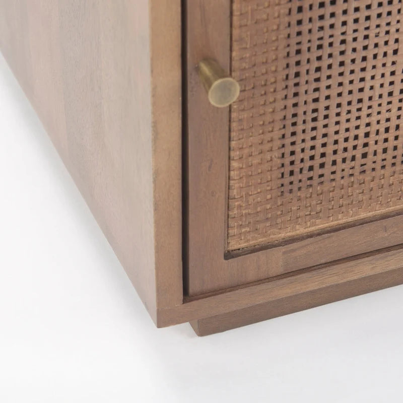 Grier Light Brown Wood w/ Cane Accent Table